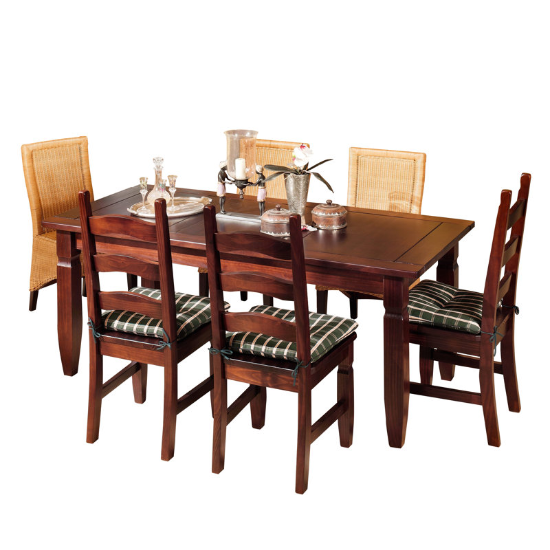 Mexican Pine Solid Wood Dining Table, Pine/Colonial Brown