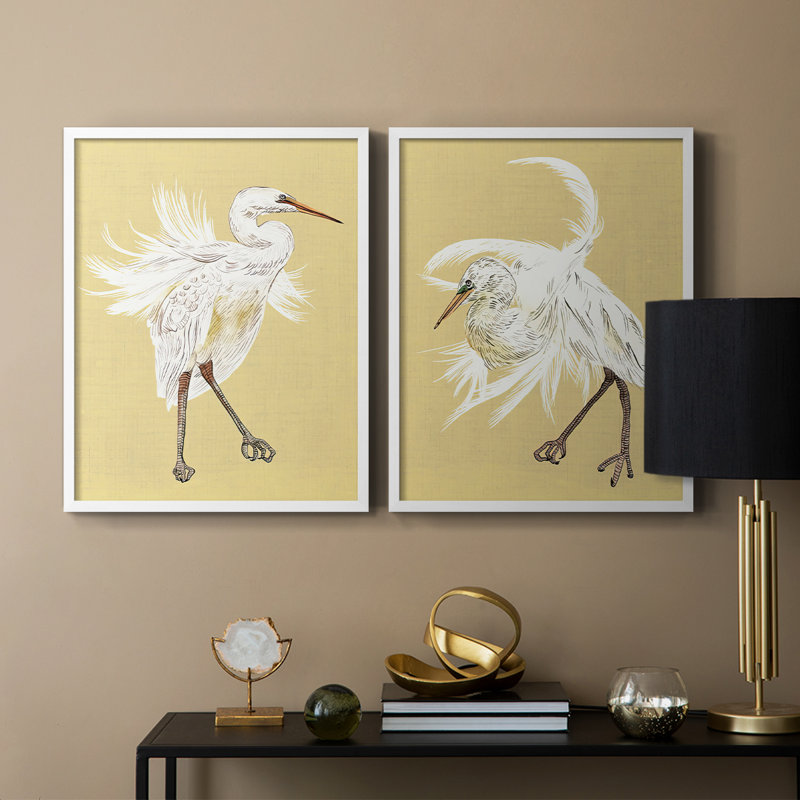 Reproduction encadrée HeronPlumageV-Premium - prête à être accrochée - aucun clou requis - aucun clou requis, Blanc