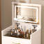 Meuble-lavabo compact 3 en 1, coiffeuse blanche avec tiroirs, rangement spacieux pour la décoration de la chambre à coucher, bureau en verre visible