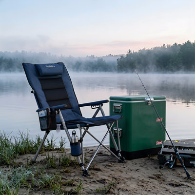 Chaise de camping pliante pour adultes-3-en-1 Chaise de camping pliable robuste avec repose-pieds détachable, coussin rembourré, porte-gobelet et sac de transport, réglable à 5 vitesses, capacité de 500 lb