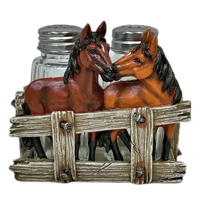 Ensemble de porte-shaker en polyrésine Banyard Western Horses Farmhouse Country Ranch Fence