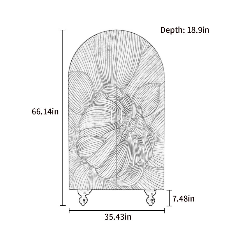 Armoire arquée avec tablettes et portes
