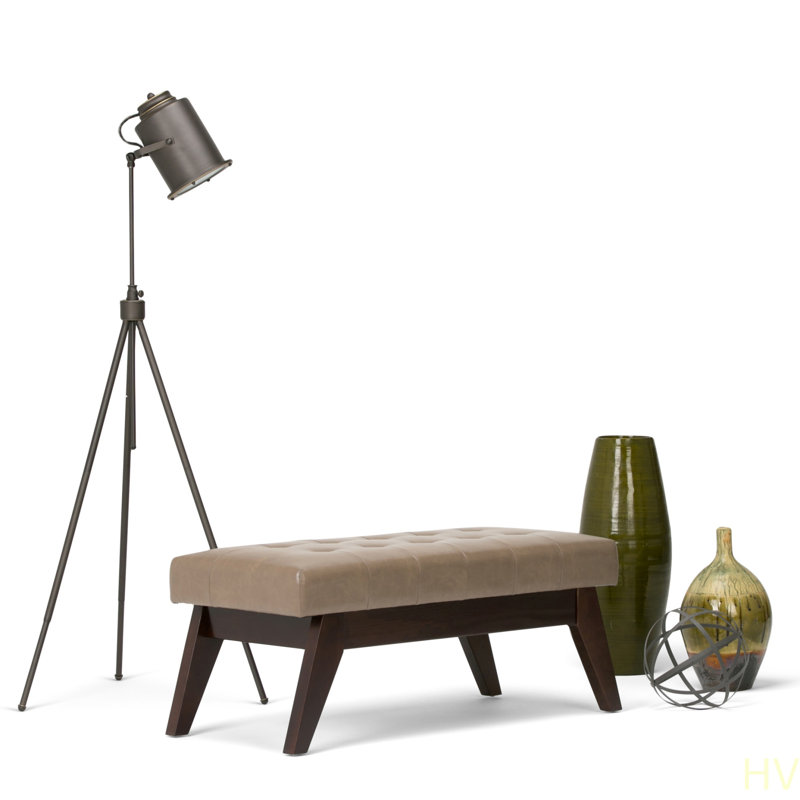 Draper - Mid Century Tufted Ottoman Bench, Grey