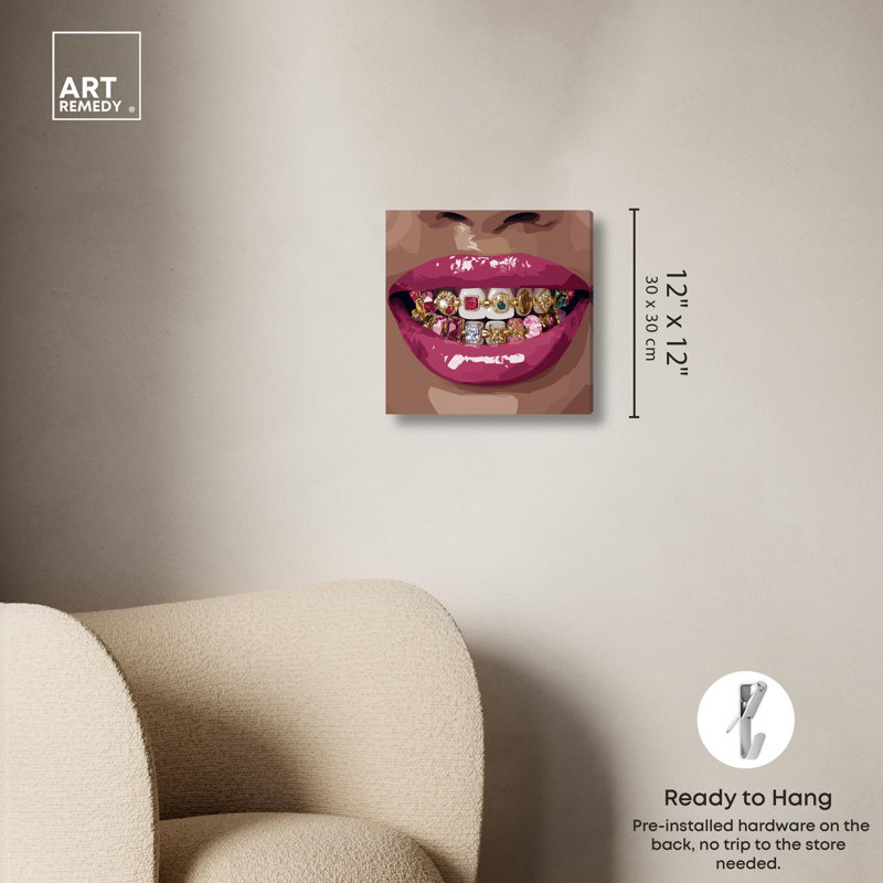 «Ruby T dents», reproduction d'art sur toile par Art Remedy, H 12 po x l 12 po, Toile tendue avec châssis