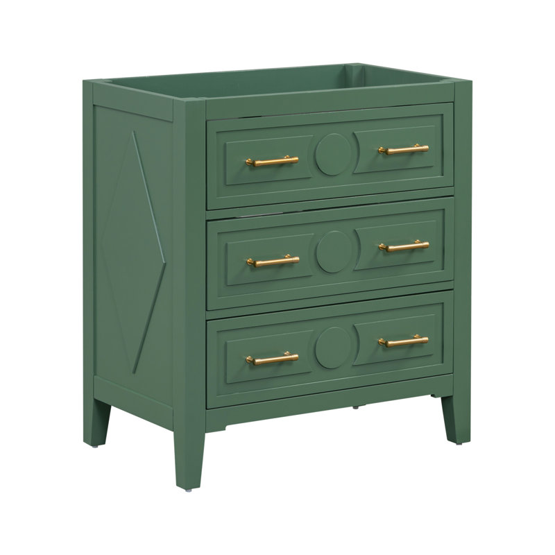 【Sink Not Included, Only Vanity Base Cabinet】30'' Bathroom Vanity Without Basin Sink, Free Standing Single Vanity With 3 Drawers, Solid Wood Frame Bathroom Storage Cabinet