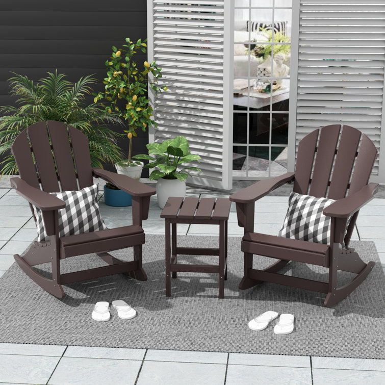 Cullan Plastic Rocking Adirondack Chair with Table