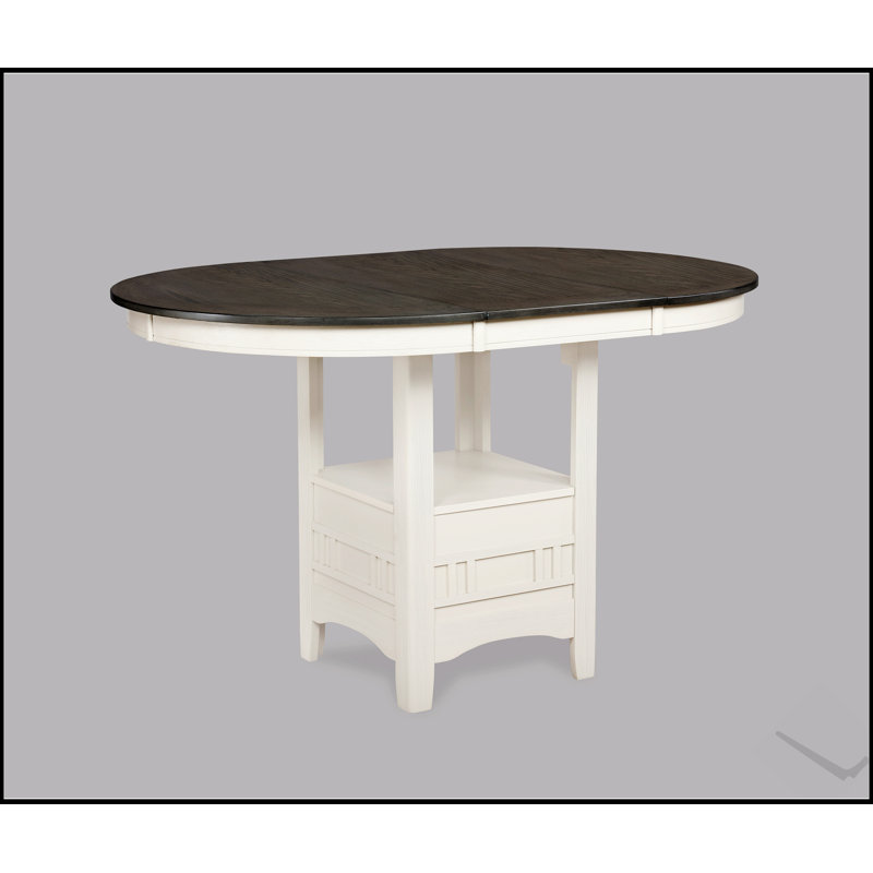 Table de salle à manger en bois à rallonge 1 pièce, Crème, crème, Gris