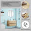 Meuble-lavabo mural de 32 po avec tiroirs doubles, système de fermeture en douceur, lavabo en céramique, conception sans poignée, bois massif, facile à installer, le robinet n'est pas inclus-1536817834