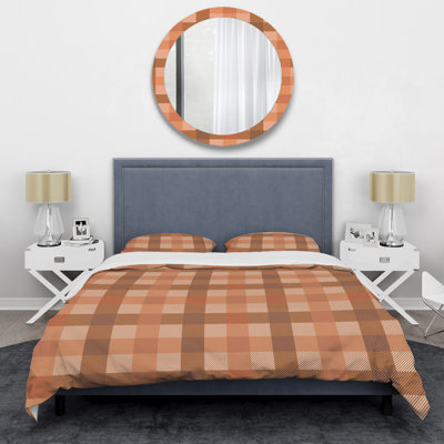 Ensemble de housse de couette en microfibre brun / pêche 3 pièces
