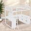 Lit mezzanine double avec bureau de rangement, chambre à coucher moderne en bois aggloméré blanc