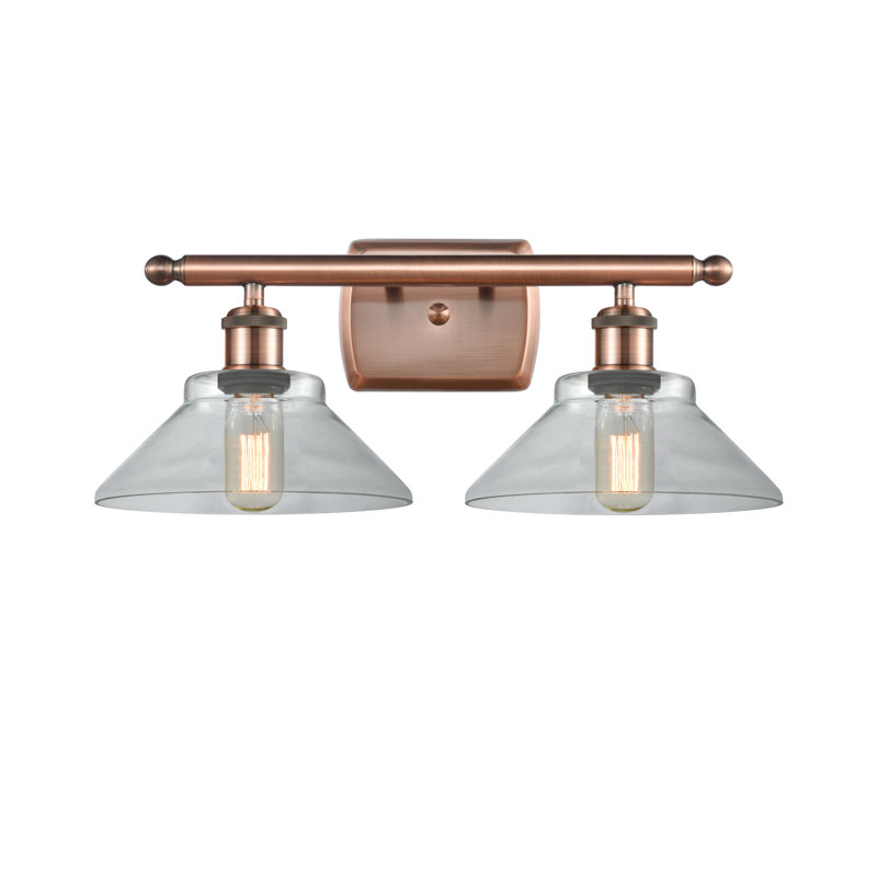 Éclairage pour salle de bain à intensité variable 2 lumières Newton St Loe, Transparent, Cuivre antique, Ampoule non incluse