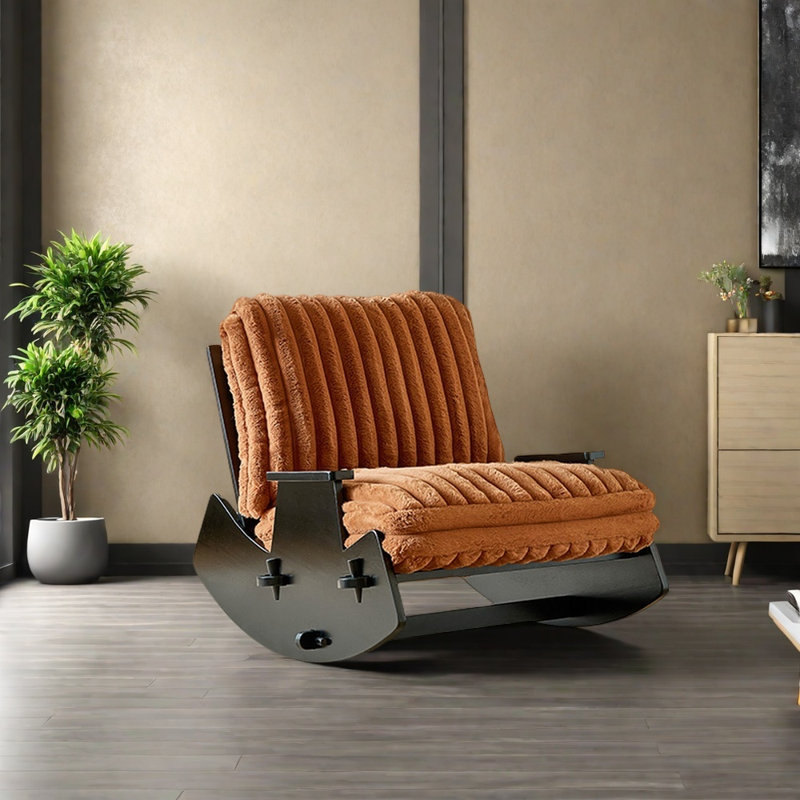 Chaise à bascule rétro en bois massif, Orange