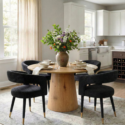 Ensemble de table de salle à manger à rallonge de 46 à 83 po avec chaises ouvertes et rembourrées, ensemble de salle à manger rond à ovale pour 4 à 8 personnes
