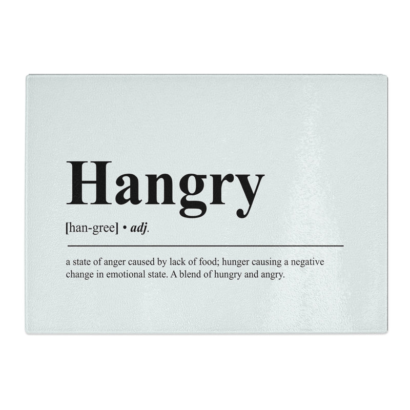 Hangry Typography Chopping Board, 0.4cm H x 20cm W x 28.5cm L