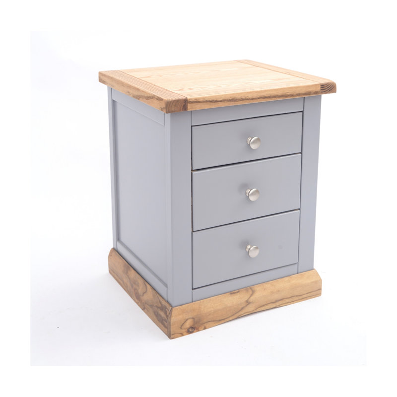 Milian 45cm W Plywood / Laminate Board Bedside Table, Natural/Grey/Chrome