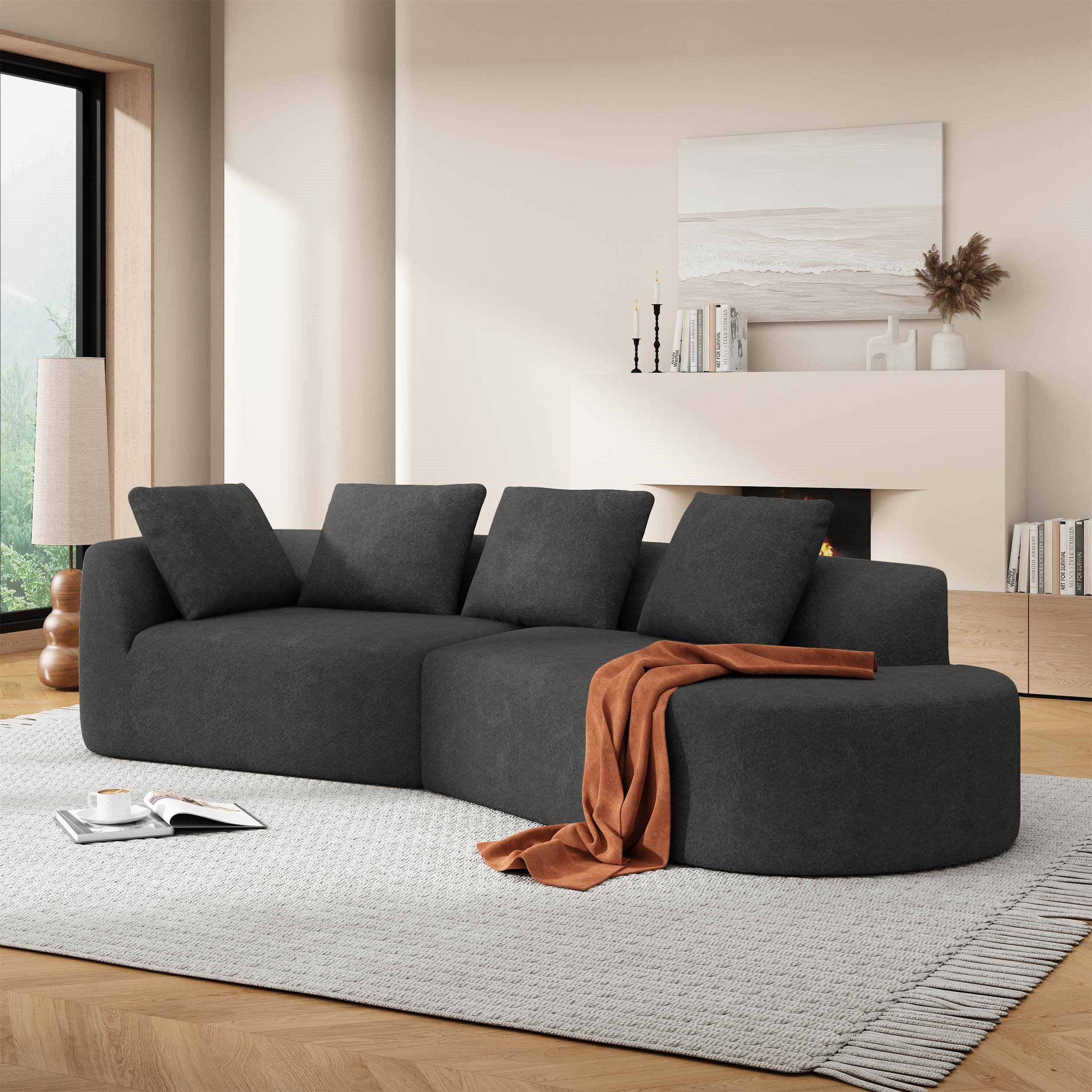 Image showcasing Latitude Run® Modern Curved Sectional Sofa with High - Density ...