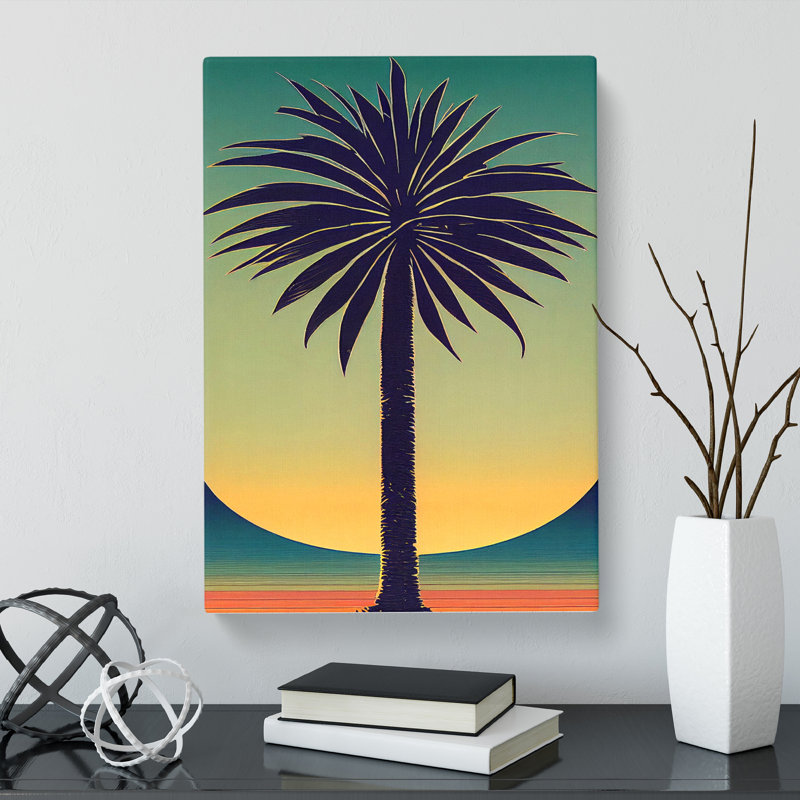 CAN-V0523-1691X Palm Tree Art Nouveau - Wrapped Canvas Print, Unframed, 50cm H x 35cm W