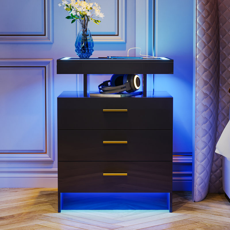 50cm W Bedside Table, Black