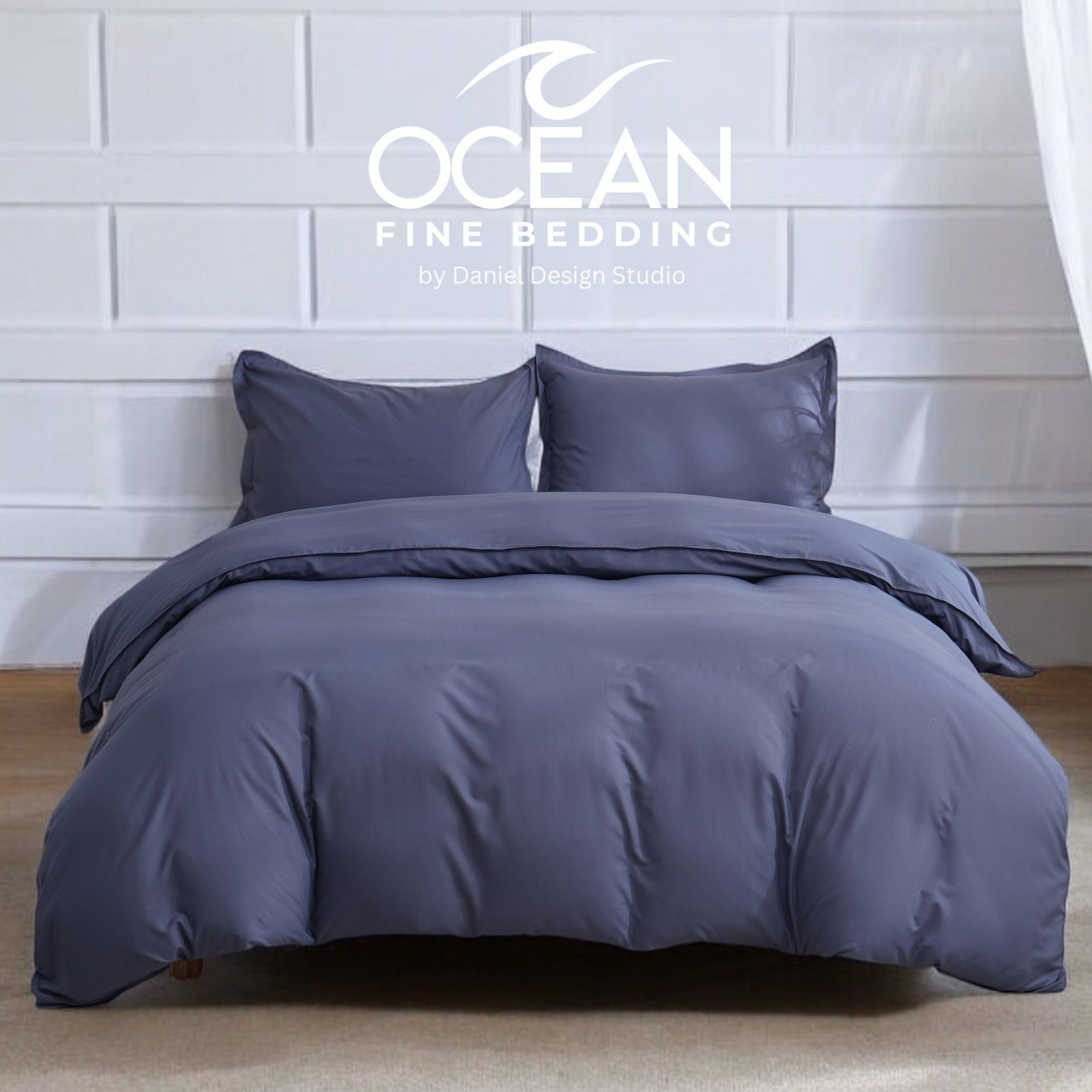 OCEAN FINE BEDDING Microfiber Duvet Cover Set, Blue, Twin Duvet Cover + 1 Queen Sham