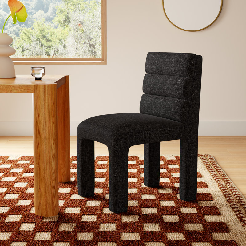 Shepha 19.70'' H Tufted Upholstered Pine Side Chair, Black