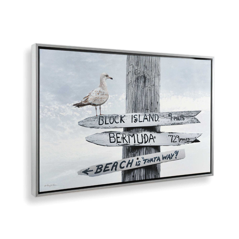 «Beach is« Thata Way »par Robin-Lee Vieira, reproduction d'art, Framed Canvas, 30 W x 20 H, Silver