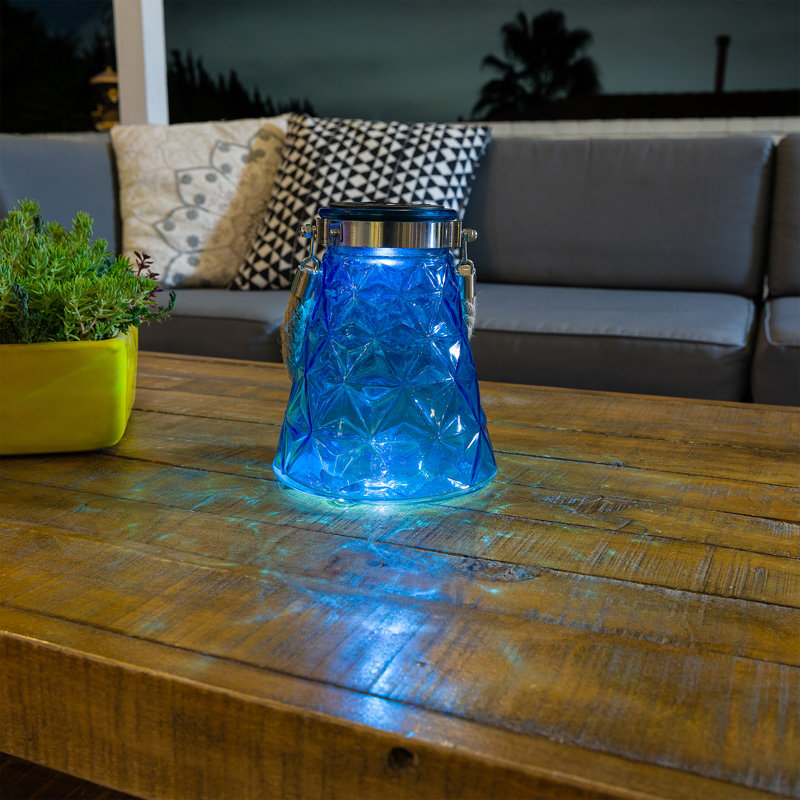Luminaire suspendu d'extérieur à énergie solaire 7 po Beare, bleu