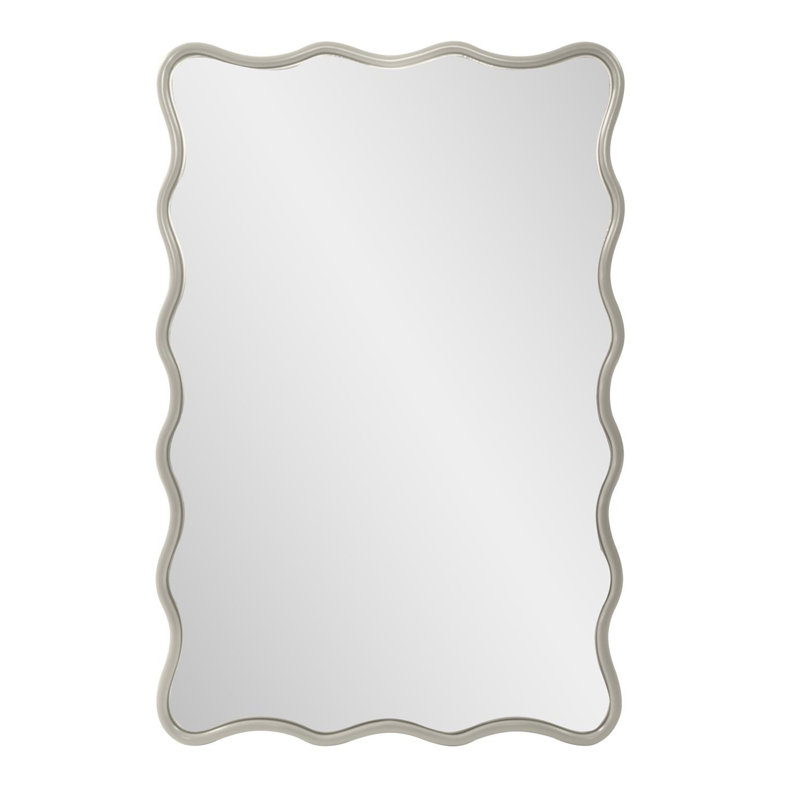 Nickel Scalloped Frame 36'' Rectangular Wall Mirror