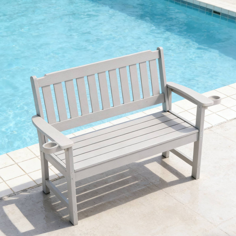 Banc de jardin résistant aux intempéries pour aires de repos extérieures, Gris clair