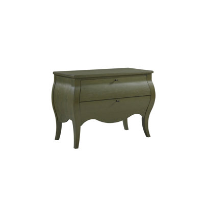 Commode décorative Deemston Bombe - Vert pistache, placage d'hickory, commode décorative 2 tiroirs avec façade incurvée