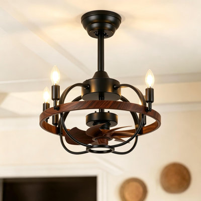 Ventilateur de plafond 20,5 "en noyer brun 4 lumières avec moteur CC réversible et télécommande
