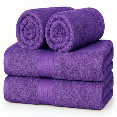 Absorbent and Quick Dry 4 Piece 100% Cotton Hand Towel Set 