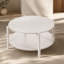 Table basse ronde de style transitionnel, plateau ouvert avec rangement inférieur, finition soignée, mobilier de salon-738513690-738513695