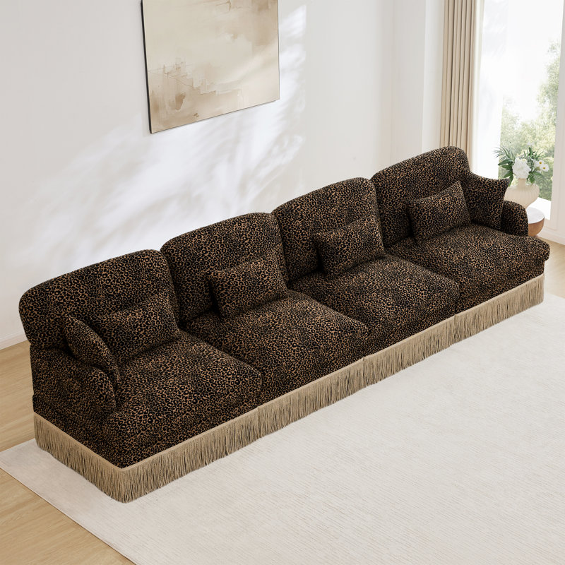 Spacious Chenille Sectionals, Modern Leopard 4 Seat Sofa For Home
