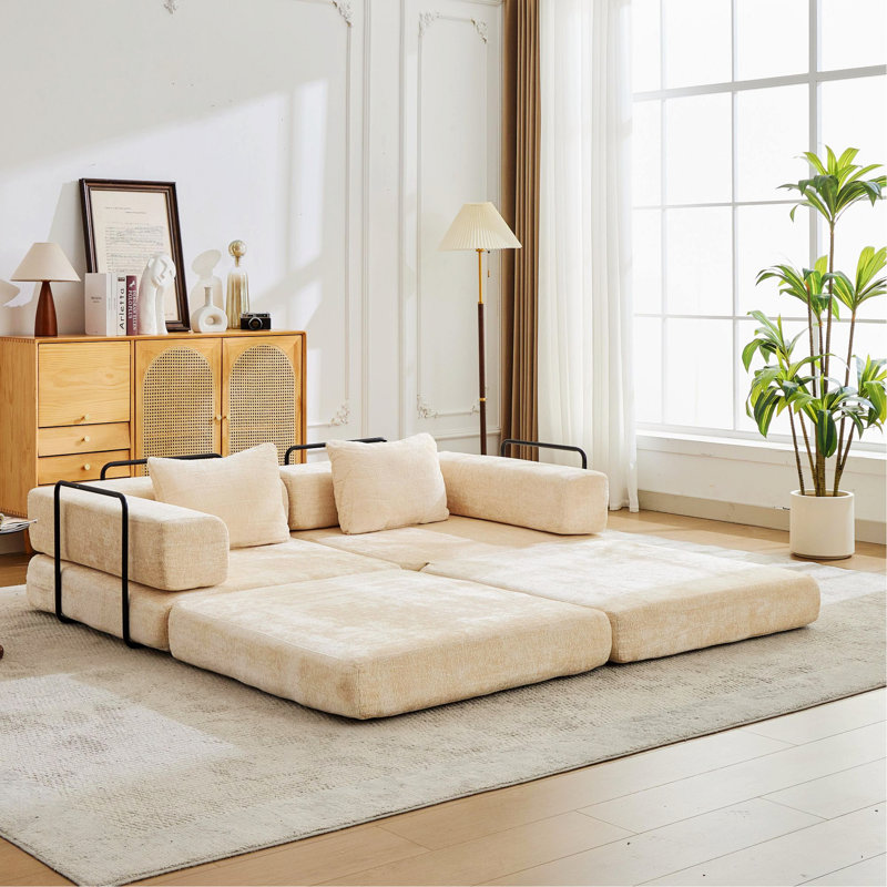 Canapé de style moderne pour l'intérieur, canapé convertible à plancher à compression avec structure fixe, canapé modulaire désossé, sans assemblage, idéal pour plusieurs espaces de vie