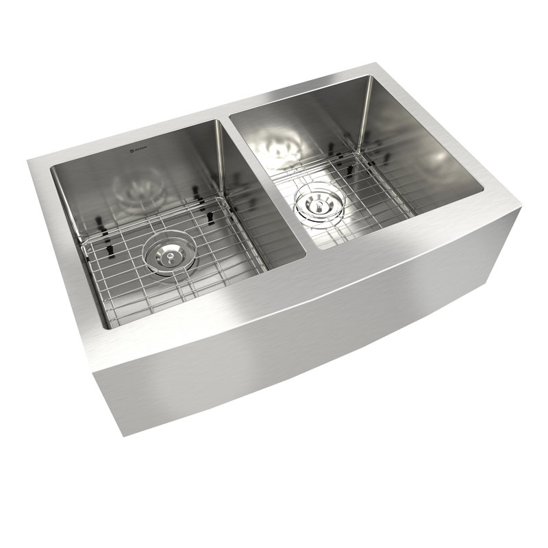 Évier de cuisine à double cuve en acier inoxydable 33 po L x 22 po