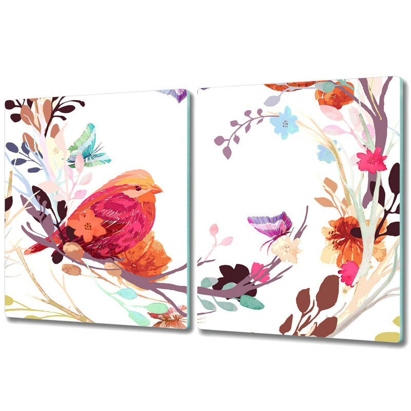 Brookhill Colorful Natural Bird Butterfly Chopping Board, 40cm L x 52cm W
