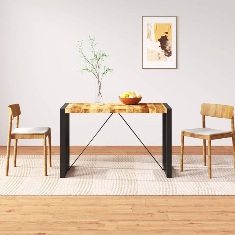 vidaXL Dining Table Kitchen Table Dining Room Table Solid Rough Mango Wood, Brown,  29.9” H x 47.2" L x 23.6" W 