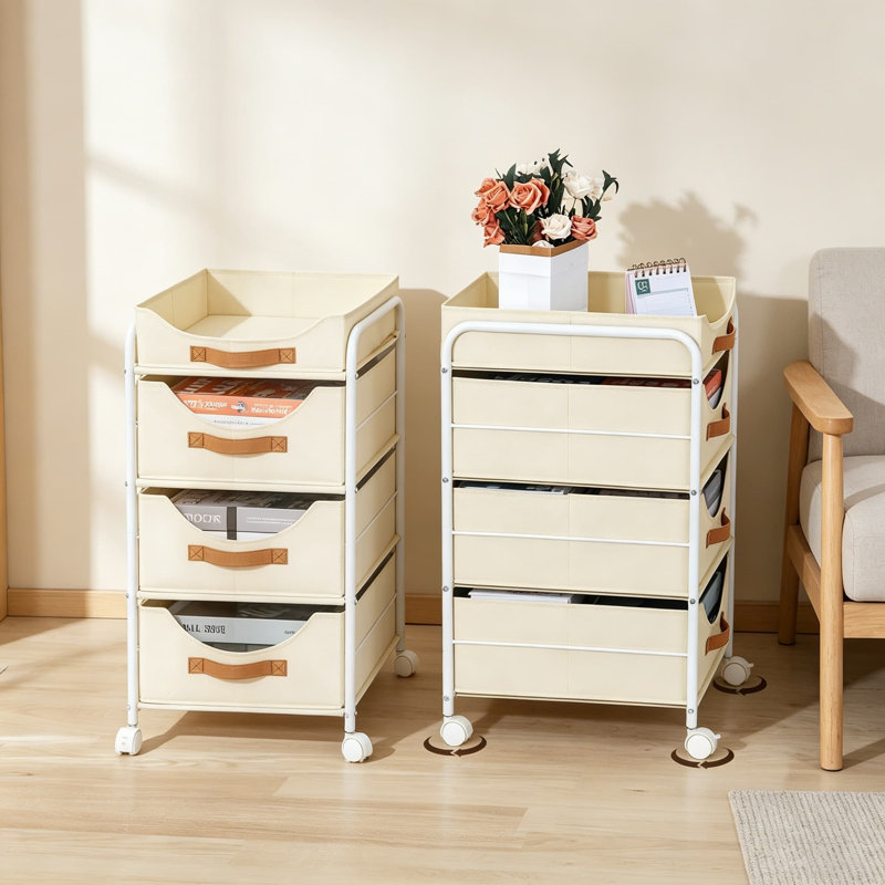 4-Tier Fabric Closet Organizer with Wheels - Stackable Storage Drawers for Clothes, Shoes, Toys - Space-Saving Dresser for Bedroom, Nursery, Office