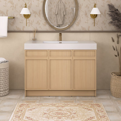 47.3'' Freestanding Single Sink Bathroom Vanity With Resin Top
