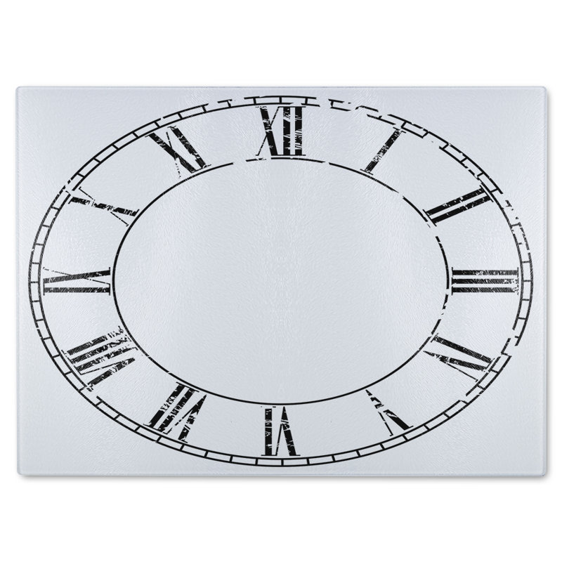 Roman Numeral Clock Glass Chopping Board, 40cm L x 28cm W