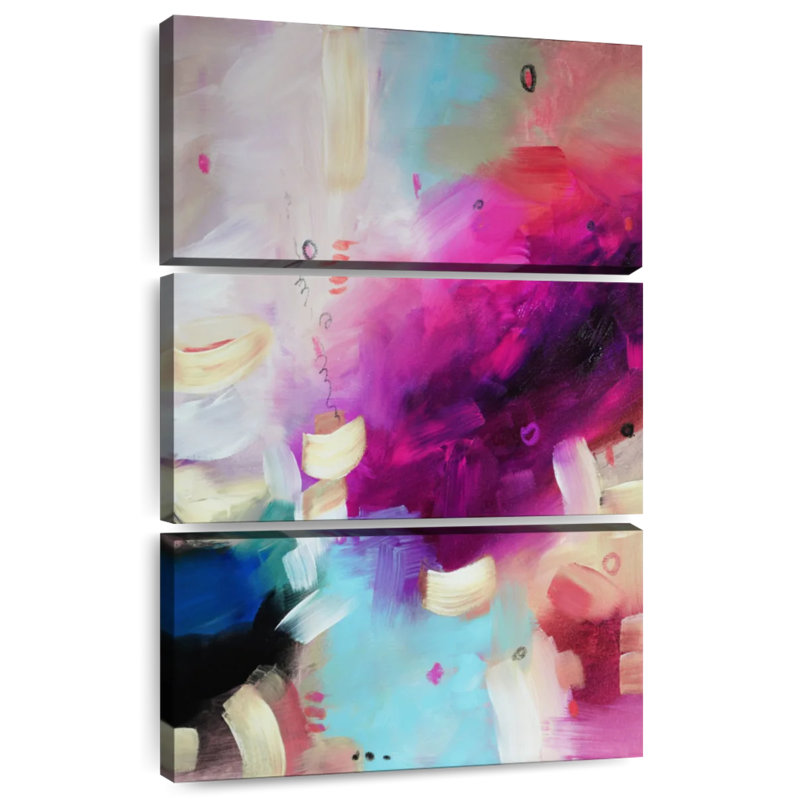 Avery abstrait rose et bleu, H 32 po x l 20 po