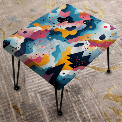 Dot And Wave Dance Harmony - Geometric Rectangle Ottoman