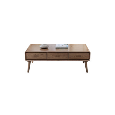 Ash Wood Coffee Table with 6 Drawers