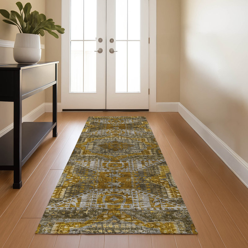 Premium Machine Washable Mayfield AMF1928 Global Rug, Runner 2'3" x 7'6"