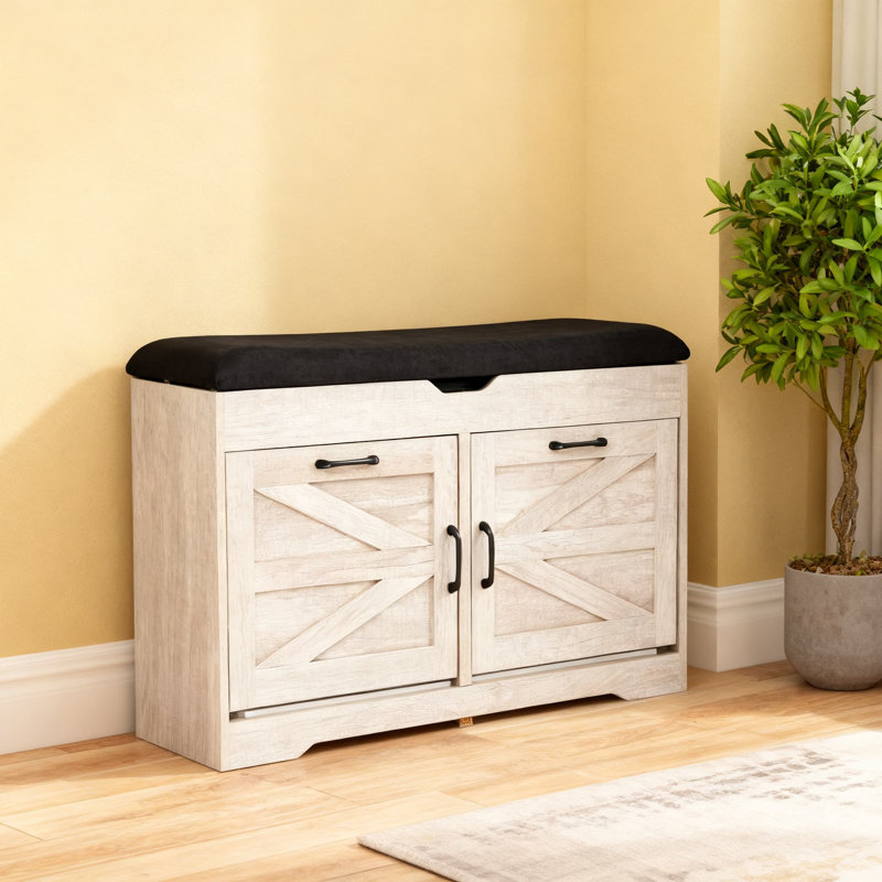 Banc de rangement pour chaussures avec siège rembourré, armoire de rangement d'entrée avec tiroirs rabattables pour la chambre à coucher et le salon, range-chaussures peu encombrant