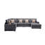 Canapé modulaire réversible en tissu de lin de 124 po 7 pièces avec port USB, ports de charge, porte-gobelets, console de rangement Modern-1526782499