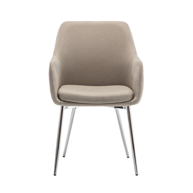 Centanne Fabric Dining Chairs with Chrome Legs, Beige
