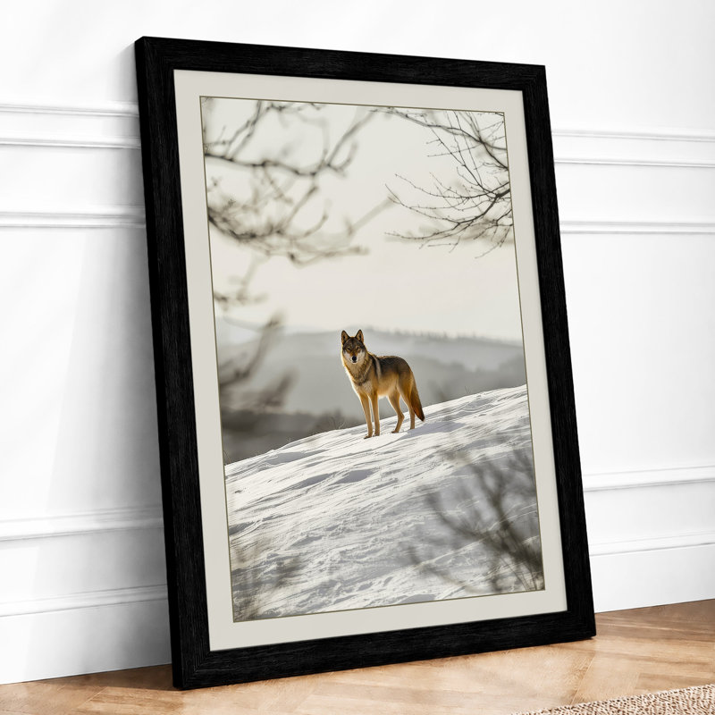 Winter Dog Minimalist - Framed Print, A1 - 84.1 x 59.4 cm, Black