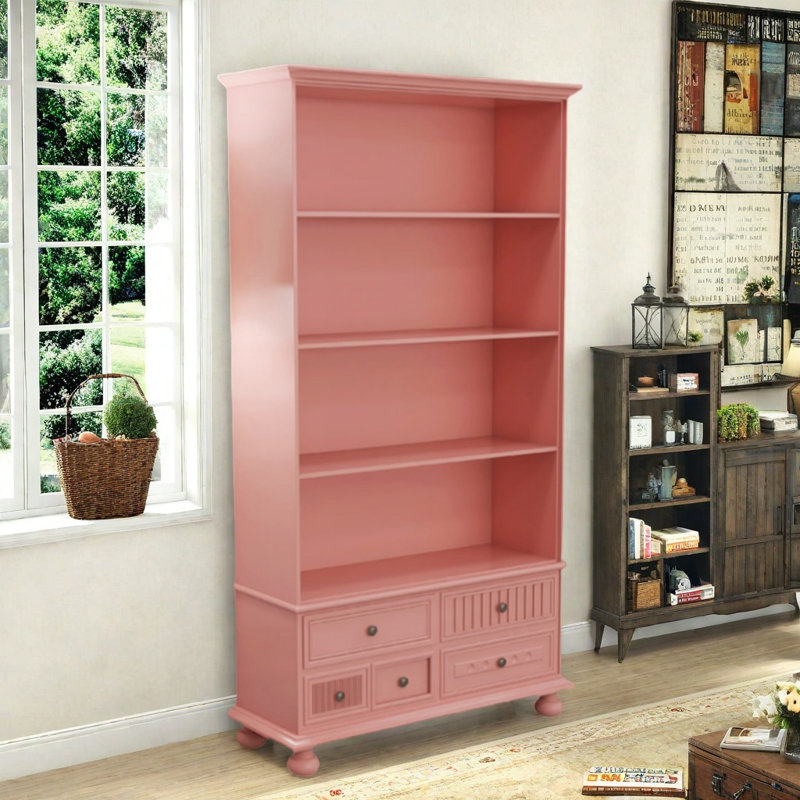 Vitrine en bois massif de style américain, Rose