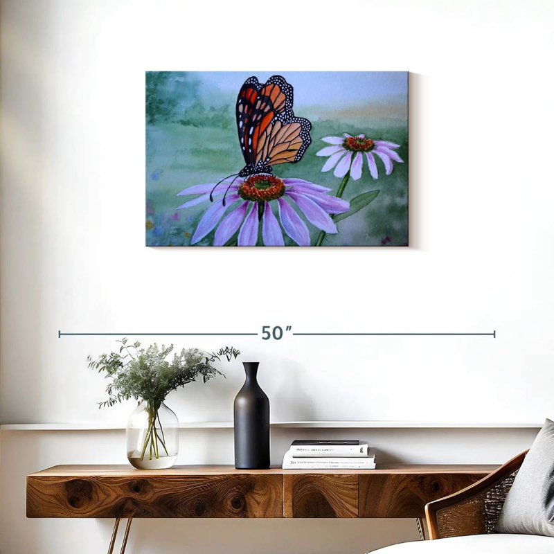 Harnek papillon sur une fleur de corne, H 20 po x l 30 po